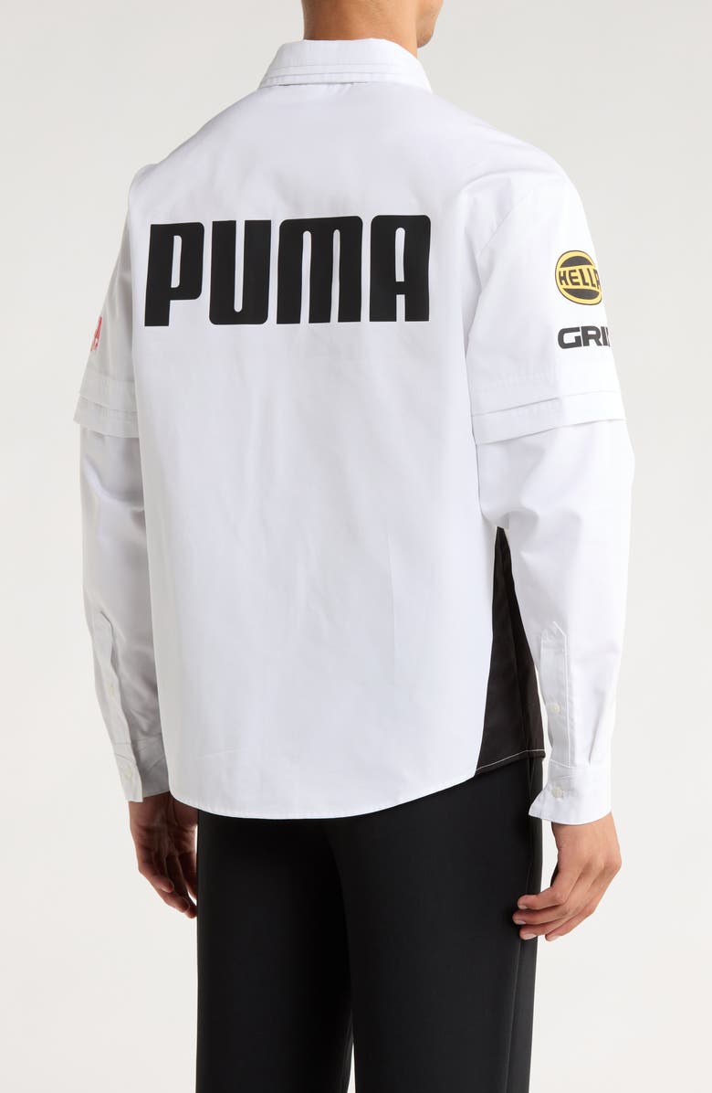 PUMA x A$AP Rocky Layered Pit Crew Button-Up Shirt, Alternate, color, Puma White