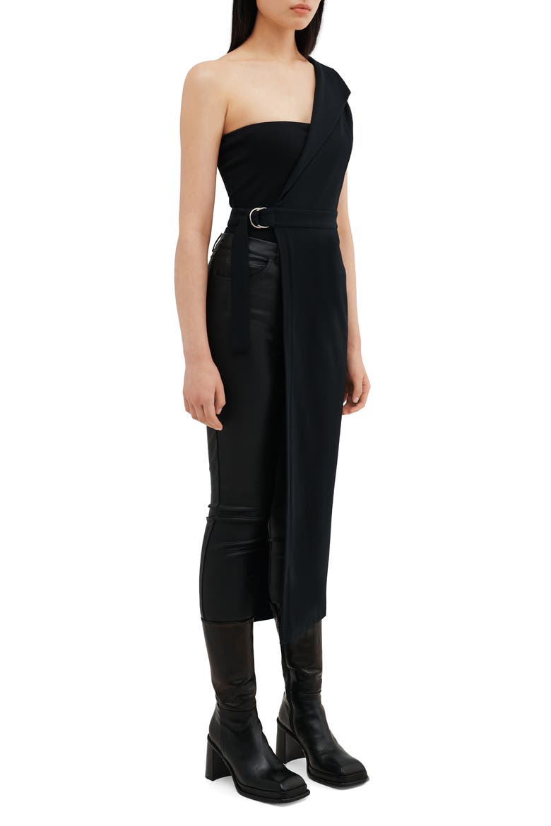 Seoul One-Shoulder Longline Vest, Alternate, color, BLACK