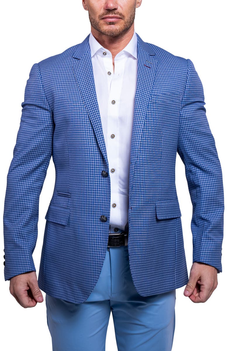 Maceoo Socrate Ascension Windowpane Blazer, Main, color, Blue