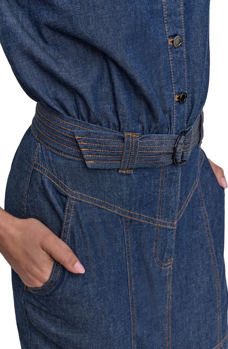 DKNY Short Sleeve Denim Shirtdress, Alternate, color, Crosby Wash