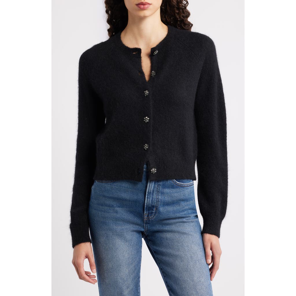 Doen Dôen Petra Crystal Button Cardigan In Black