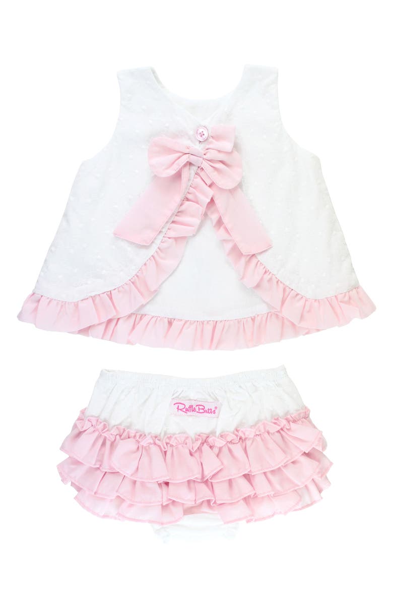 RuffleButts Swiss Dot Swing Top & Bloomers, Alternate, color,