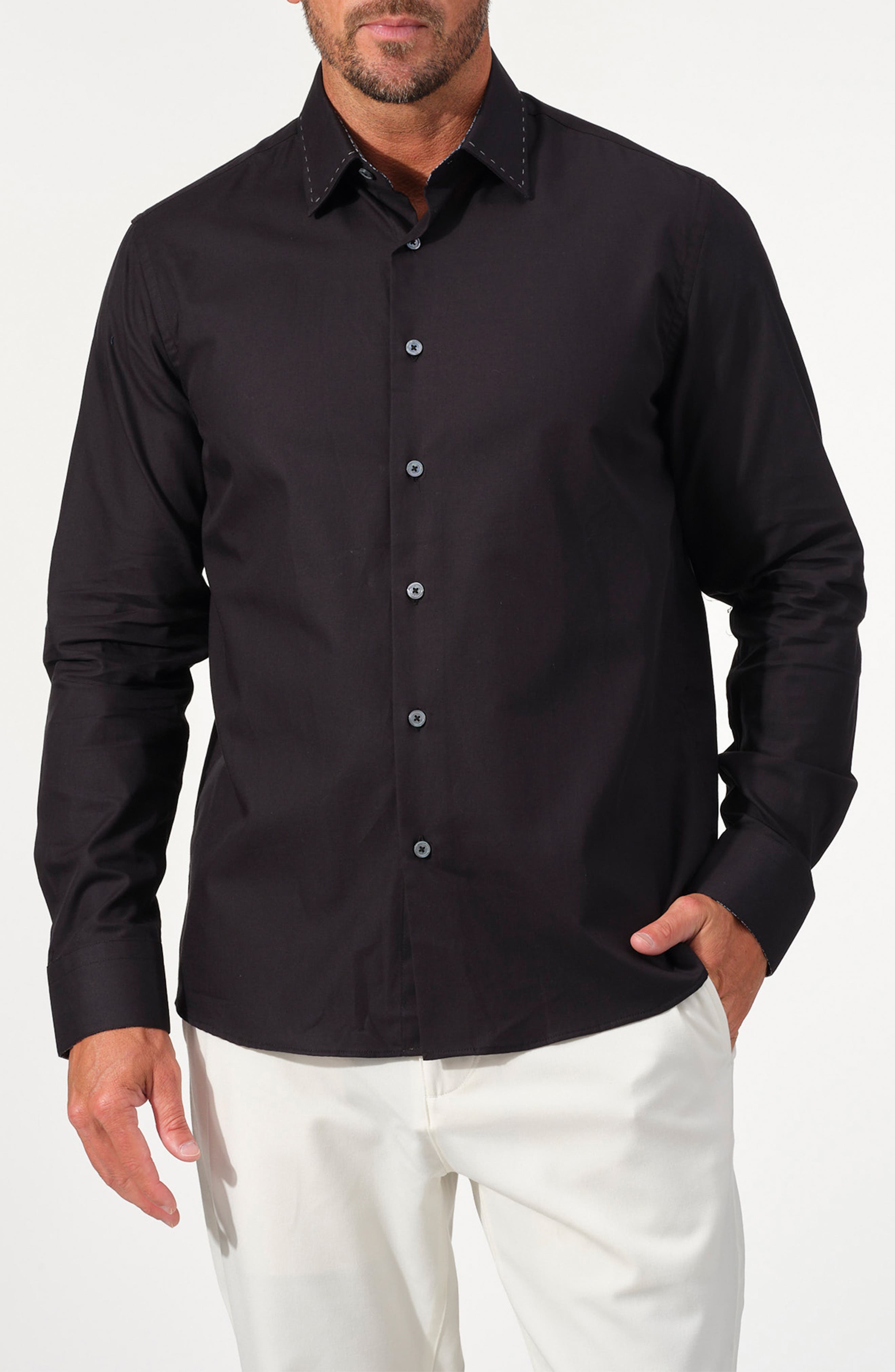 STUDIO GARNET LOS ANGELES Contrast Stitch Cotton Button-Up Shirt