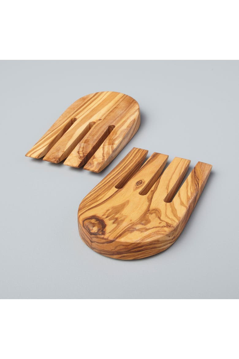 Olive Wood Salad Hands, Alternate, color, Olive Wood