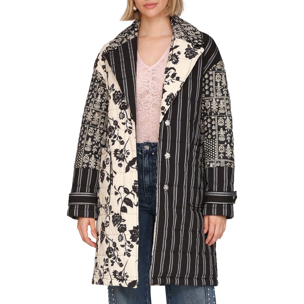Avec Les Filles Quilted Robe Coat In Black
