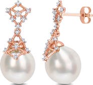 Julianna B. Pearl & Diamond Filigree Drop Earrings 14k