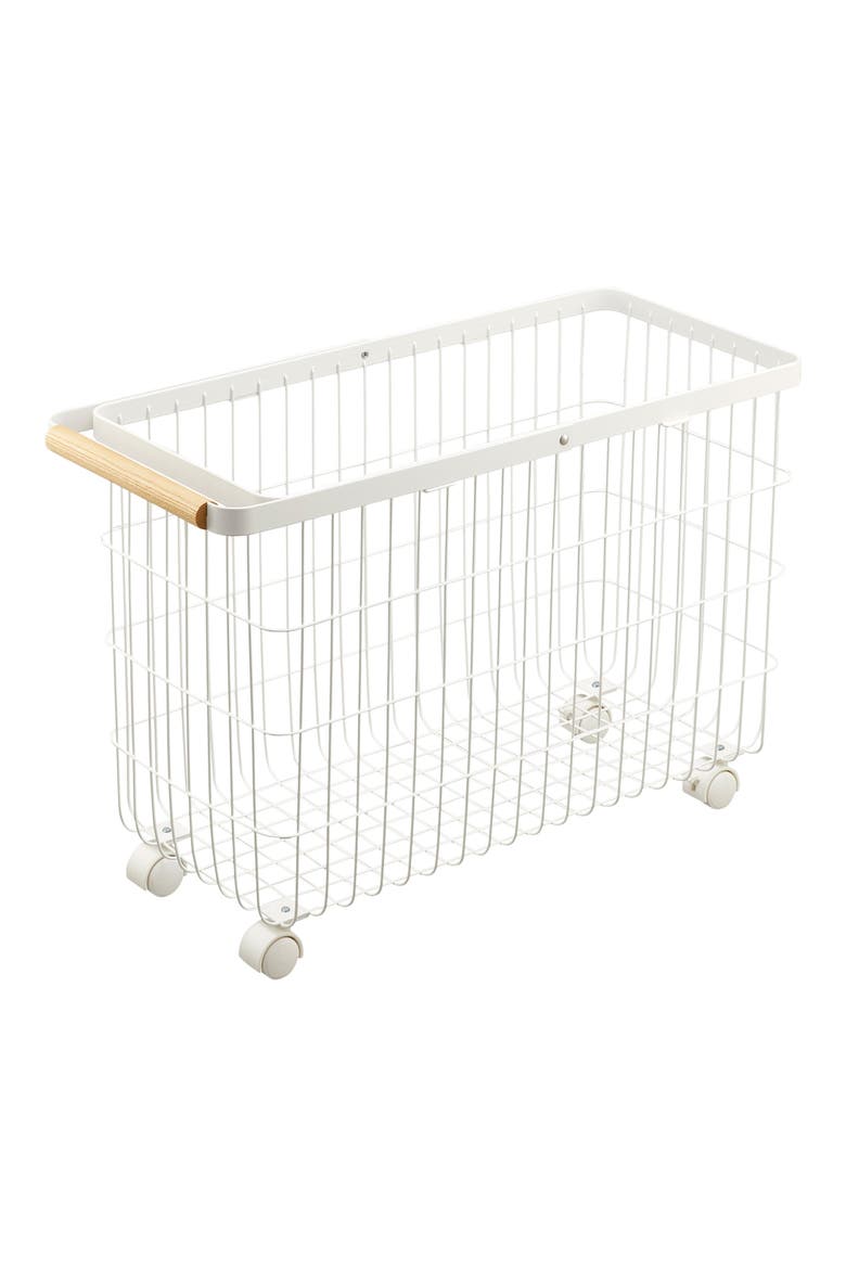 Rolling Laundry Basket, Main, color, WHITE