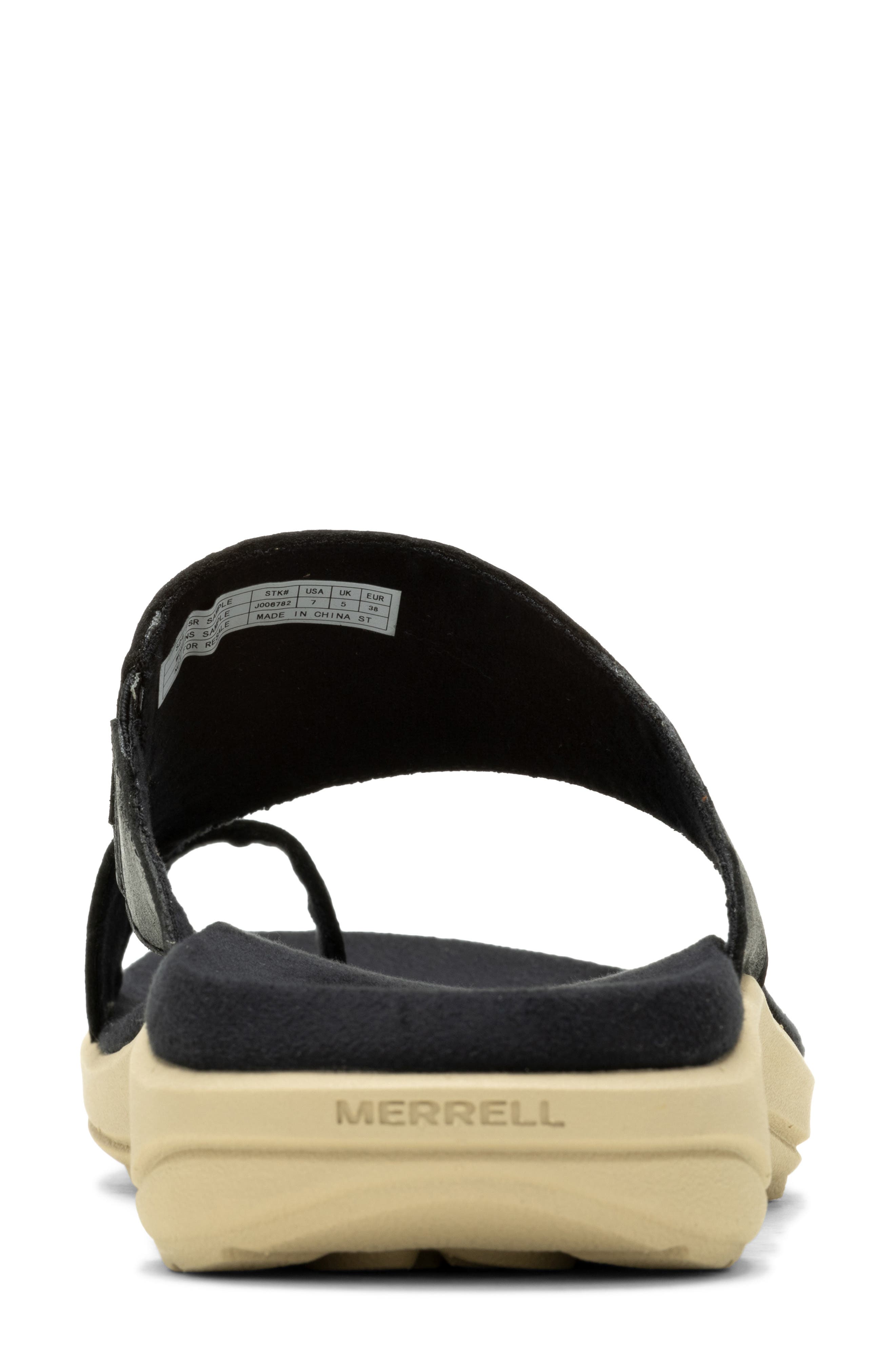 District 4 Luxe Post Leather Slide Sandal, Alternate, color, BLACK