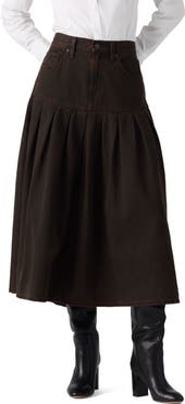 Levi's Yoked Pleated Denim Midi Skirt