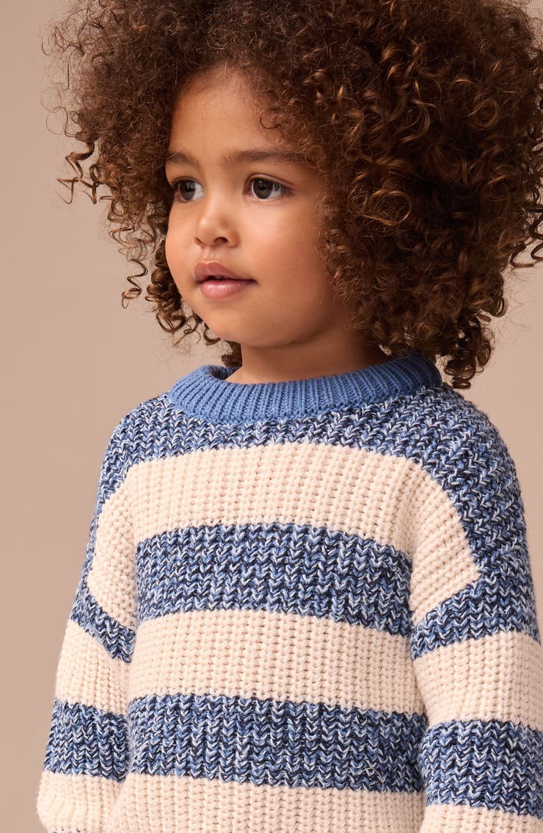 NEXT Kids' Mélange Stripe Crewneck Sweater, Alternate, color, Blue
