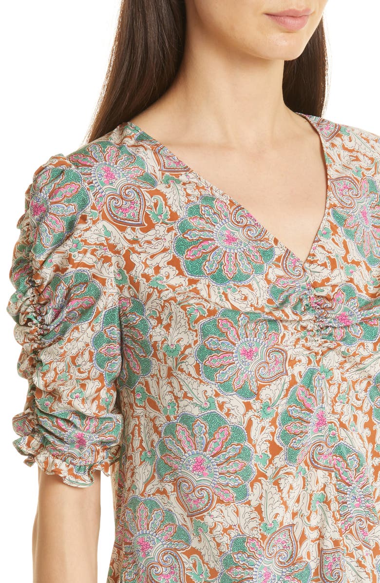 Veronica Beard Henrieta Scarf Print Stretch Silk Top, Alternate, color, 