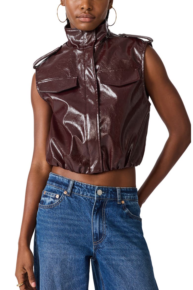 Luxie Faux Leather Vest, Main, color, DEEP FIG