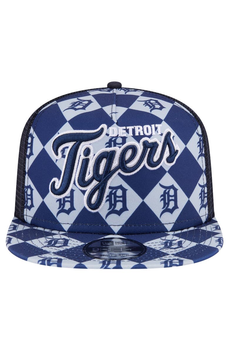 New Era Men's New Era Navy Detroit Tigers Seeing Diamonds A-Frame Trucker 9FIFTY Snapback Hat, Alternate, color, Navy