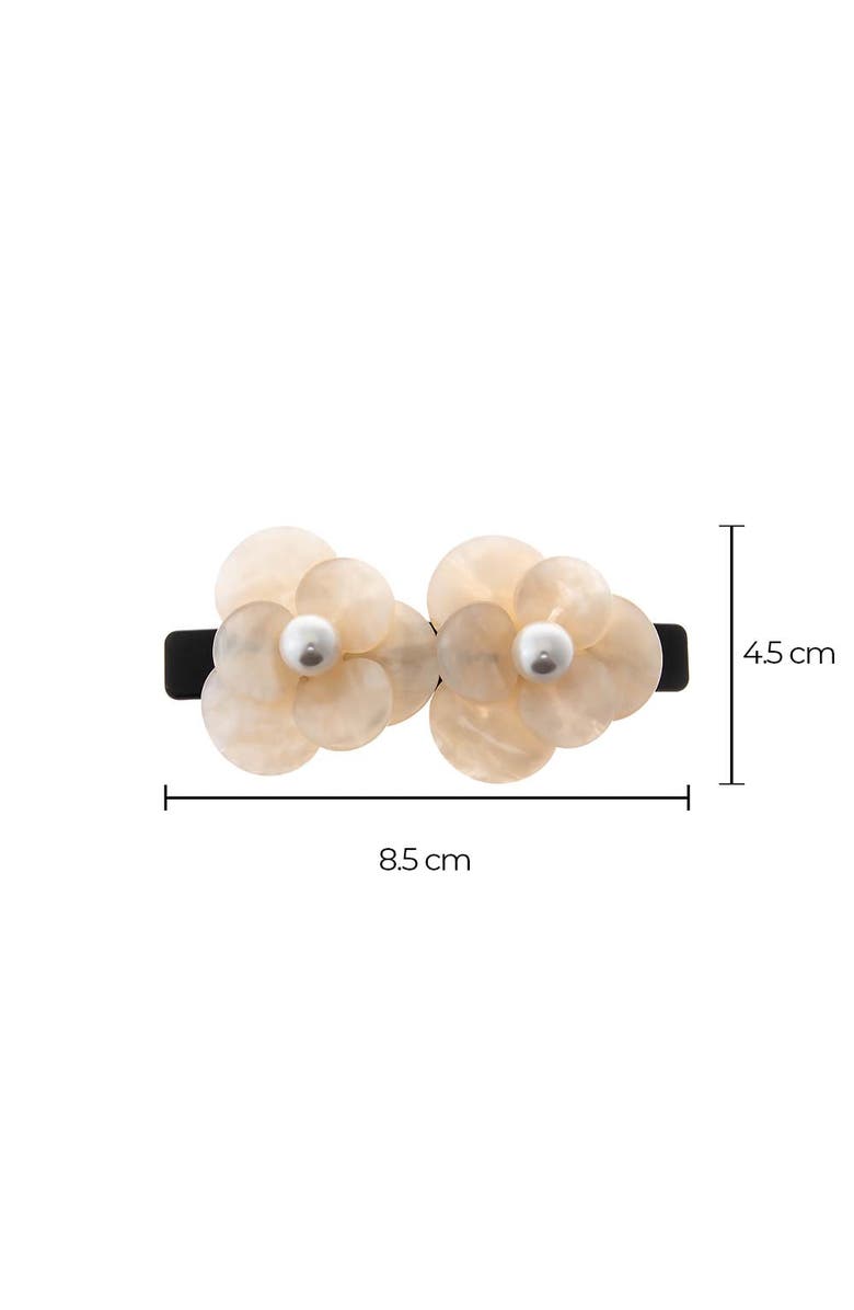 BY ADINA EDEN MOP Double Flower Hair Barrette, Alternate, color, Black & Ivory