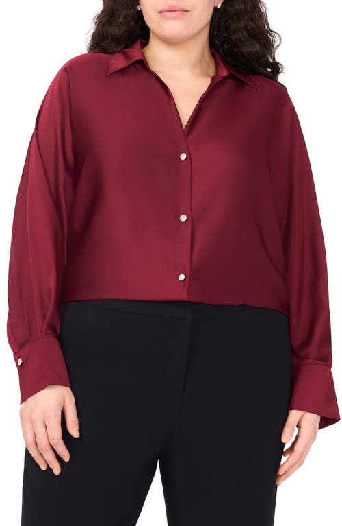 Halogenr Halogen(r) Charmeuse Button-up Shirt In Burgundy