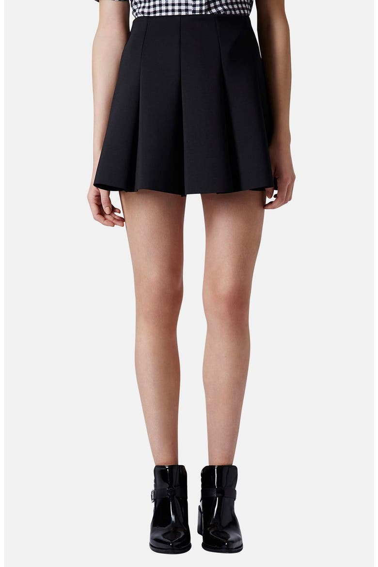Pleat Scuba Skirt, Main, color, BLACK