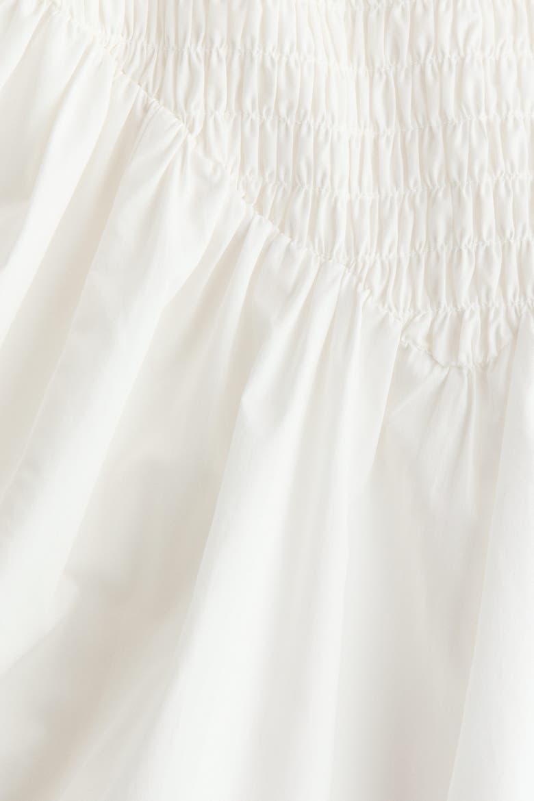 Smocked Flared-skirt Dress, Alternate, color, White