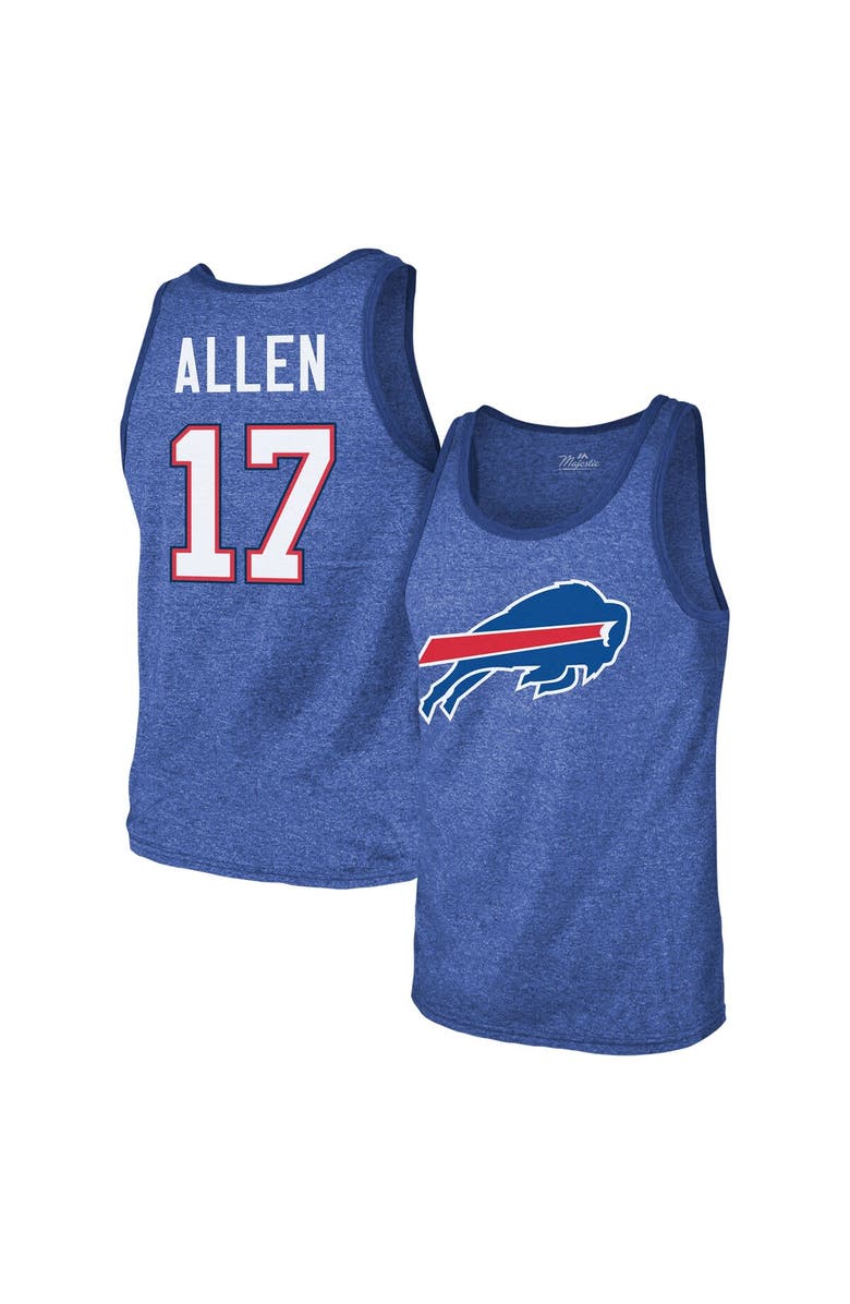 Majestic Threads Men
s Majestic Threads Josh Allen Royal Buffalo Bills Tri-Blend Player Name 
Number Tank Top, Alternate, color, Royal