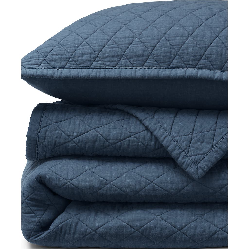 Lands' End Solid Diamond Double Voile Quilt In Blue