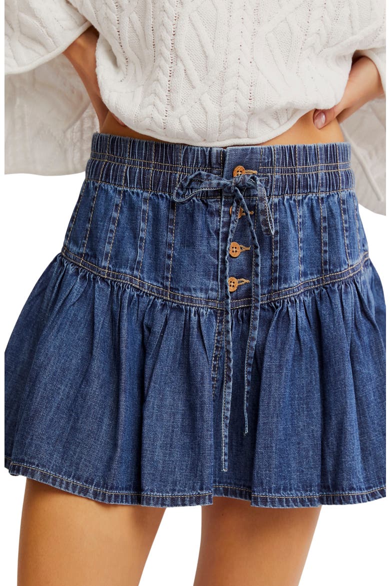 Roselle Drawstring Denim Miniskirt, Alternate, color, HIGH TIDE