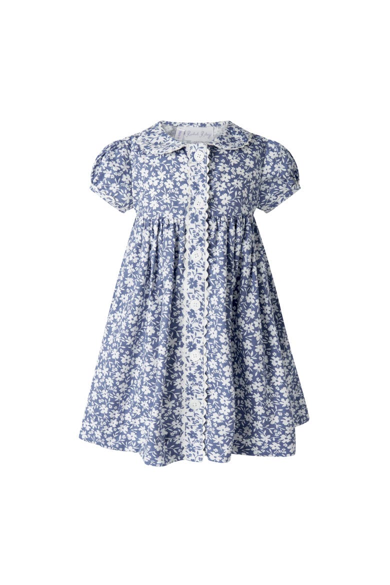 Floral Button-Front Dress and Bloomers, Main, color, Blue