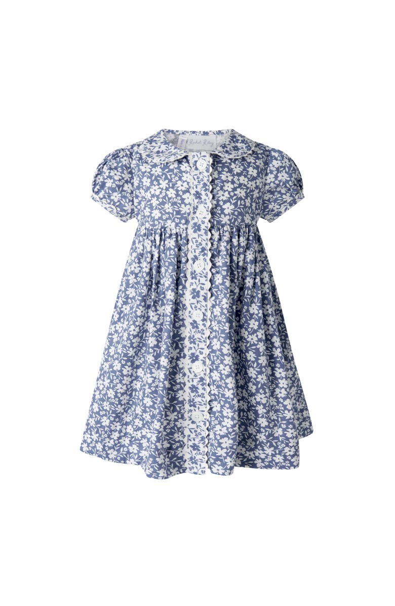 Rachel Riley Floral Button-Front Dress and Bloomers, Main, color, Blue