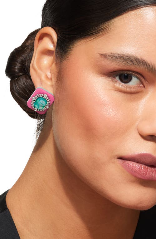KURT GEIGER KURT GEIGER LONDON CRYSTAL SQUARE BUTTON STUD EARRINGS 