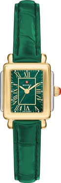 MICHELE Deco Madison Mini Two-Tone Leather Strap Watch