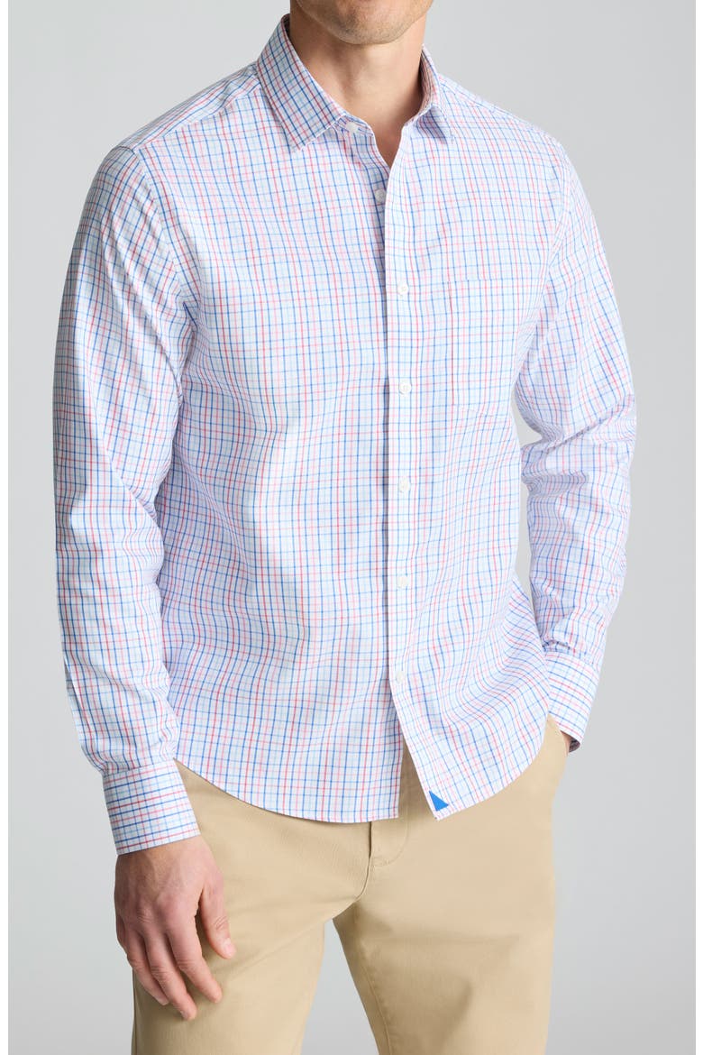 Tattersall Check Wrinkle Free Cotton Button-Up Shirt, Main, color, PINK BLUE