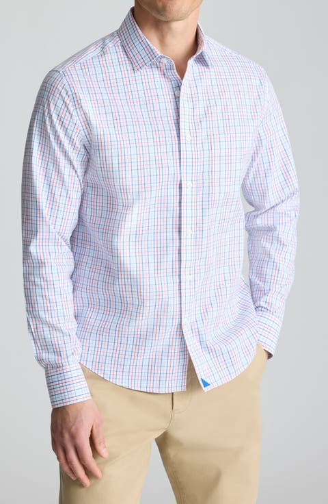Tattersall Check Wrinkle Free Cotton Button-Up Shirt