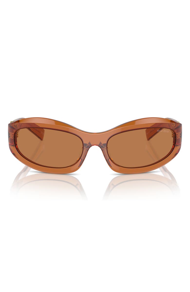 Miu Miu 61mm Oval Sunglasses, Main, color, Caramel