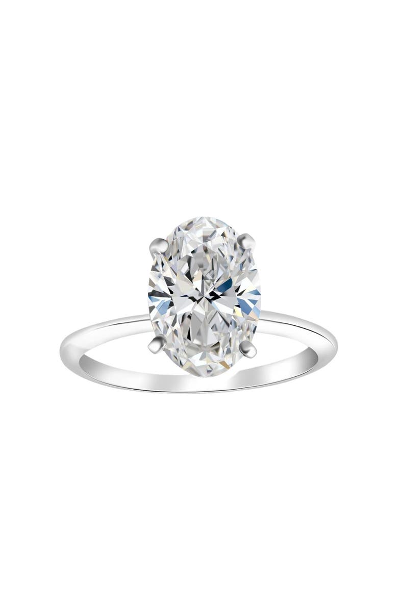 Bliss Diamond Certified 2Ct Oval Diamond Solitaire Thin Engagement Ring Gold Lab Grown, Main, color, 14K White Gold