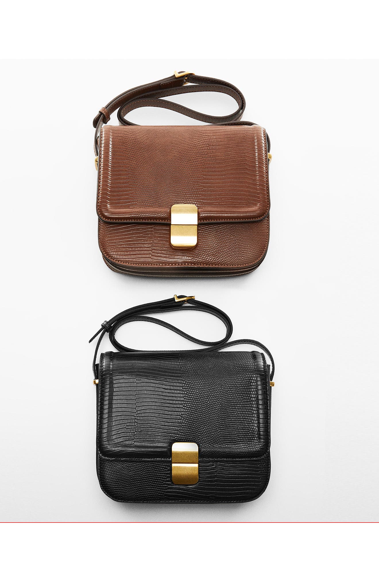 MANGO Lizard Embossed Crossbody Bag, Alternate, color, 