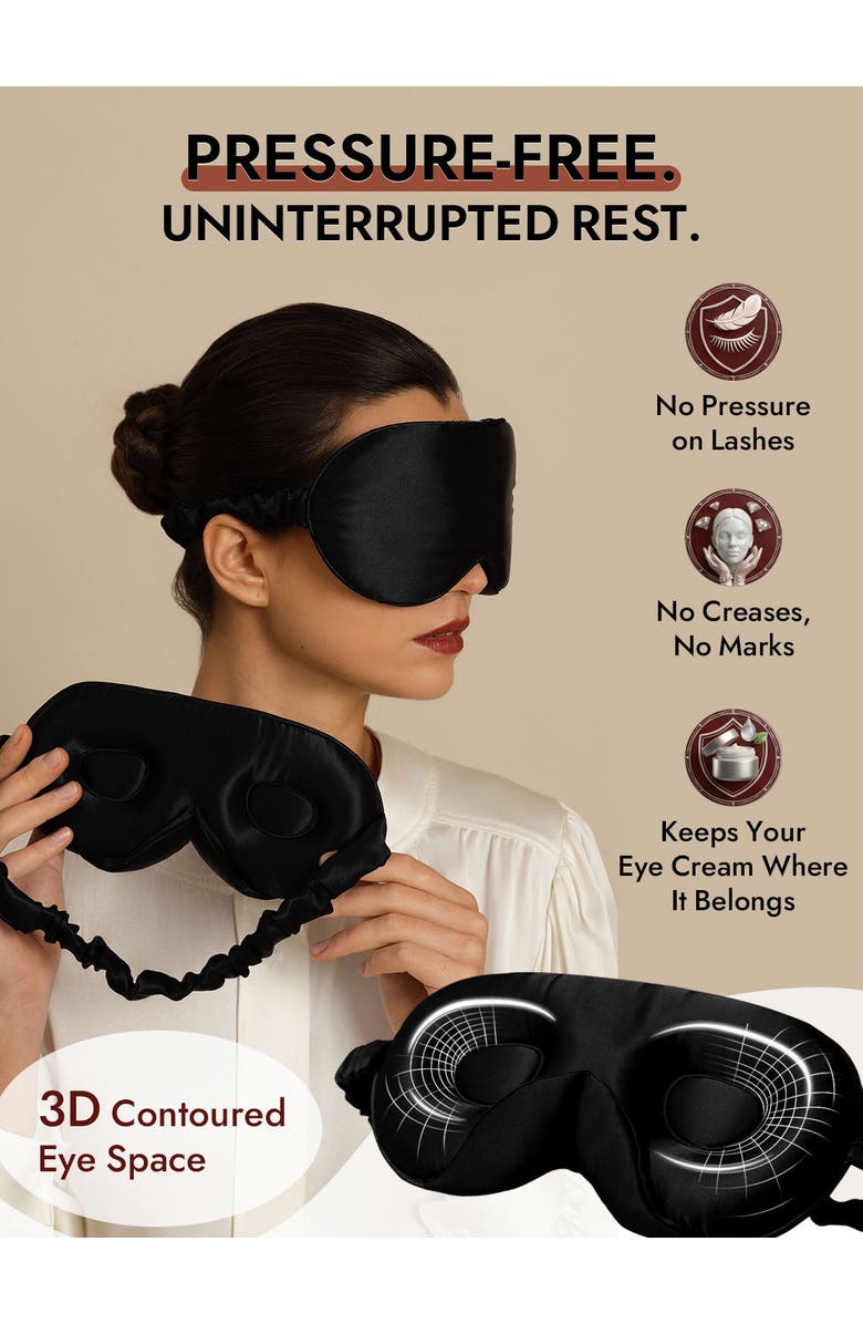 SILKSILKY 22 Momme Pure Silk 3D Adjustable Eye Mask, Alternate, color, Black