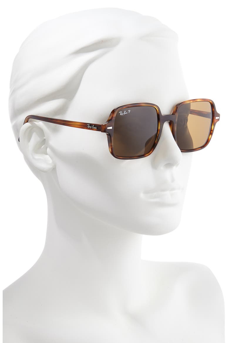 53mm Polarized Square Sunglasses, Alternate, color, STRIPED HAVANA/ BROWN POLAR
