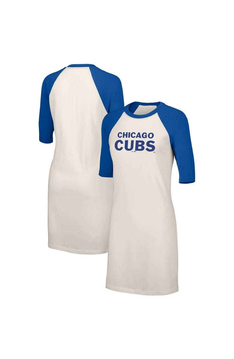 LUSSO Women's Lusso  White Chicago Cubs Nettie Raglan Half-Sleeve Tri-Blend T-Shirt Dress, Main, color, White