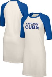 LUSSO Women's Lusso  White Chicago Cubs Nettie Raglan Half-Sleeve Tri-Blend T-Shirt Dress