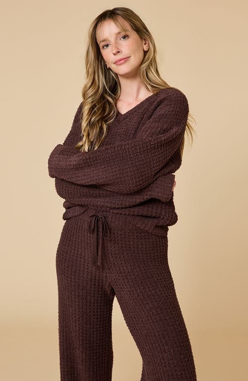 Softies Waffle Marshmallow V-neck Lounge Set In Brown