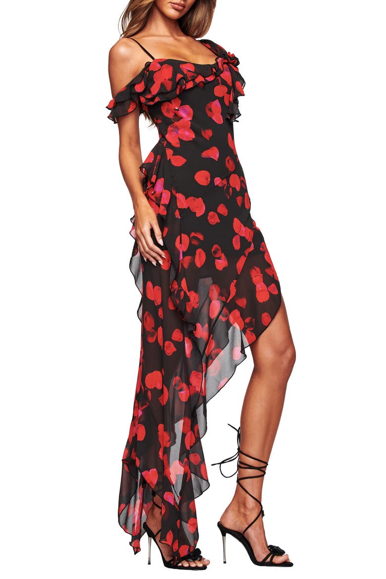 Julietta Floral Ruffle Maxi Dress, Alternate, color, BLACK PRETTY PETAL