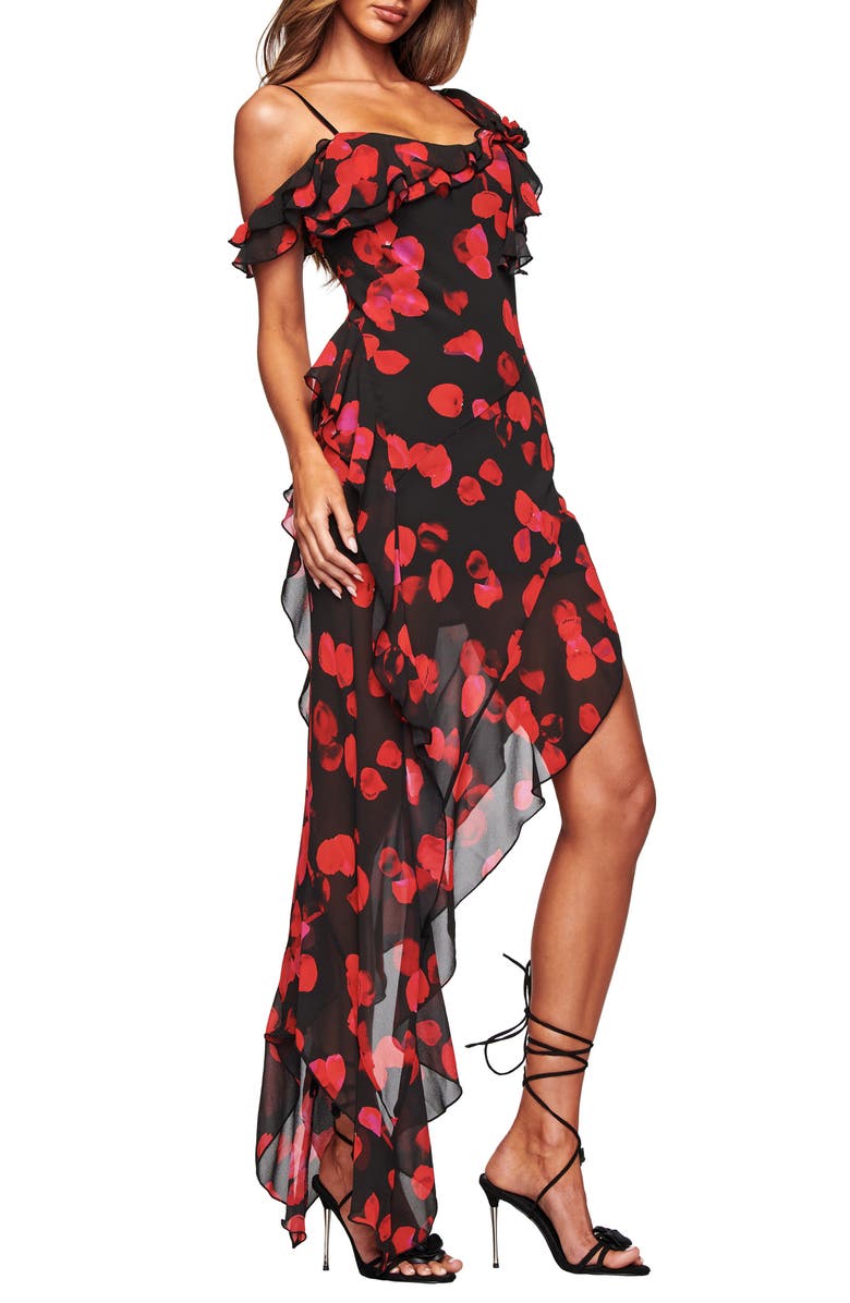 I.AM.GIA Julietta Floral Ruffle Maxi Dress, Alternate, color, Black Pretty Petal