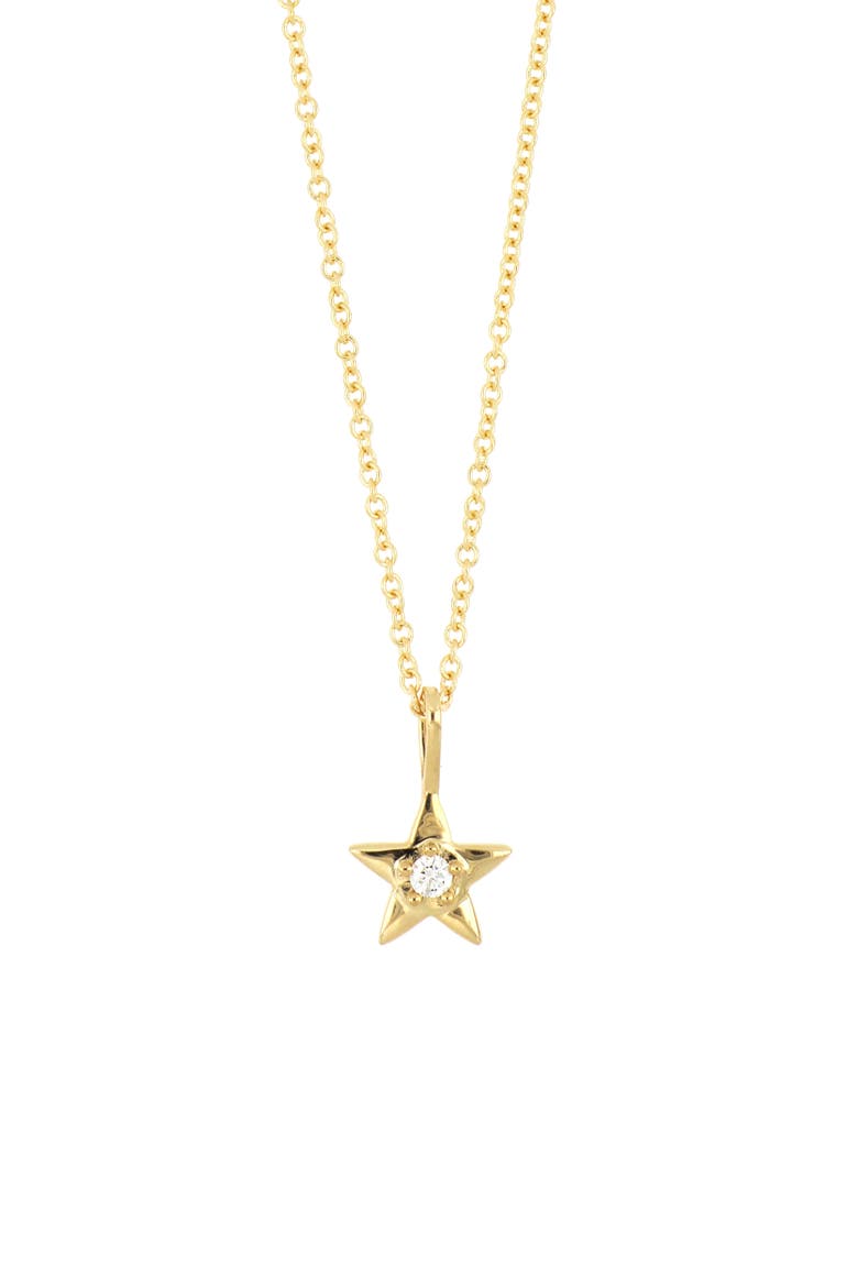 Kids' 18K Gold Single Diamond Star Pendant Necklace (Nordstrom Exclusive), Main, color, 18KY