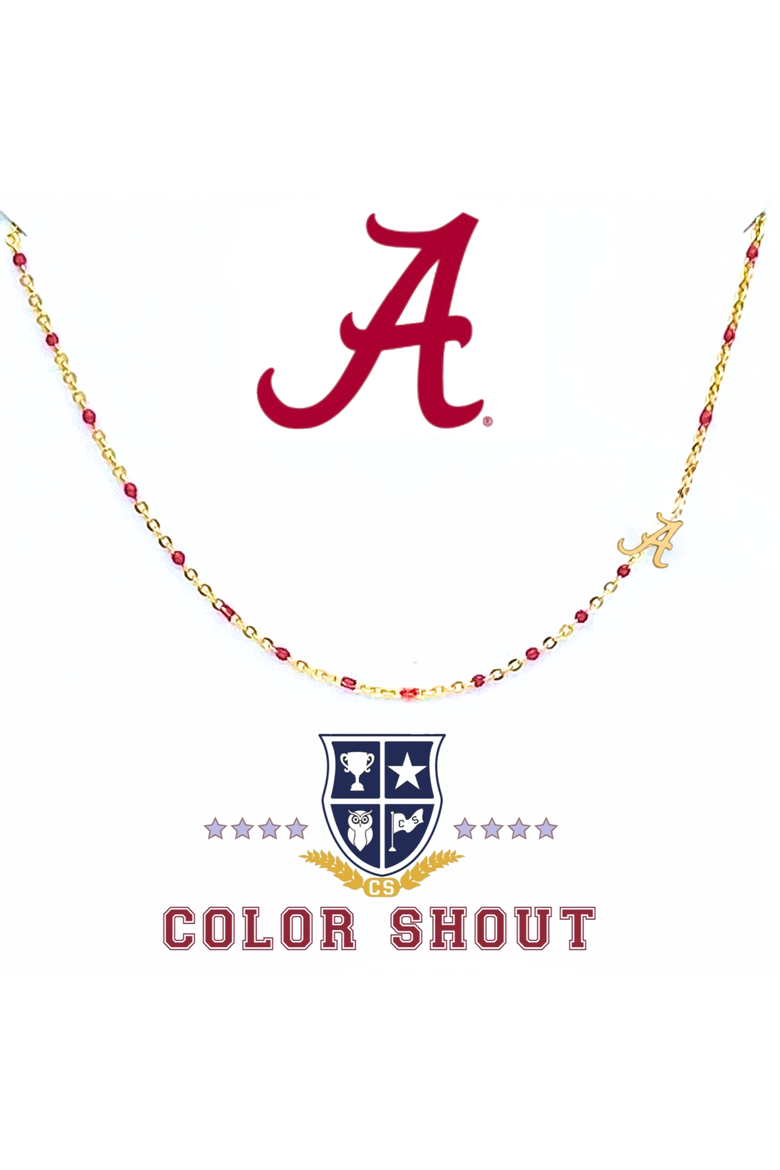 University of Alabama Side Necklace, Main, color, Yellow Gold