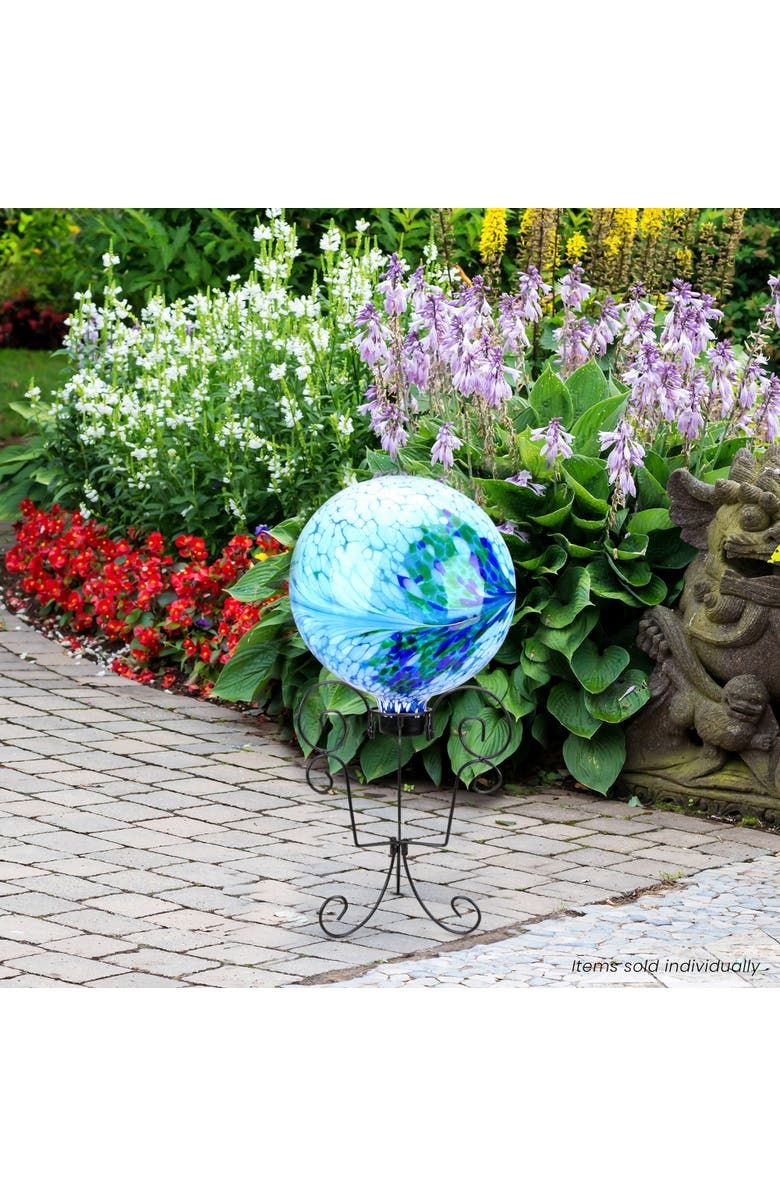 Northlight 11.25" Black Swirled Outdoor Patio Garden Gazing Ball Stand, Alternate, color, Black