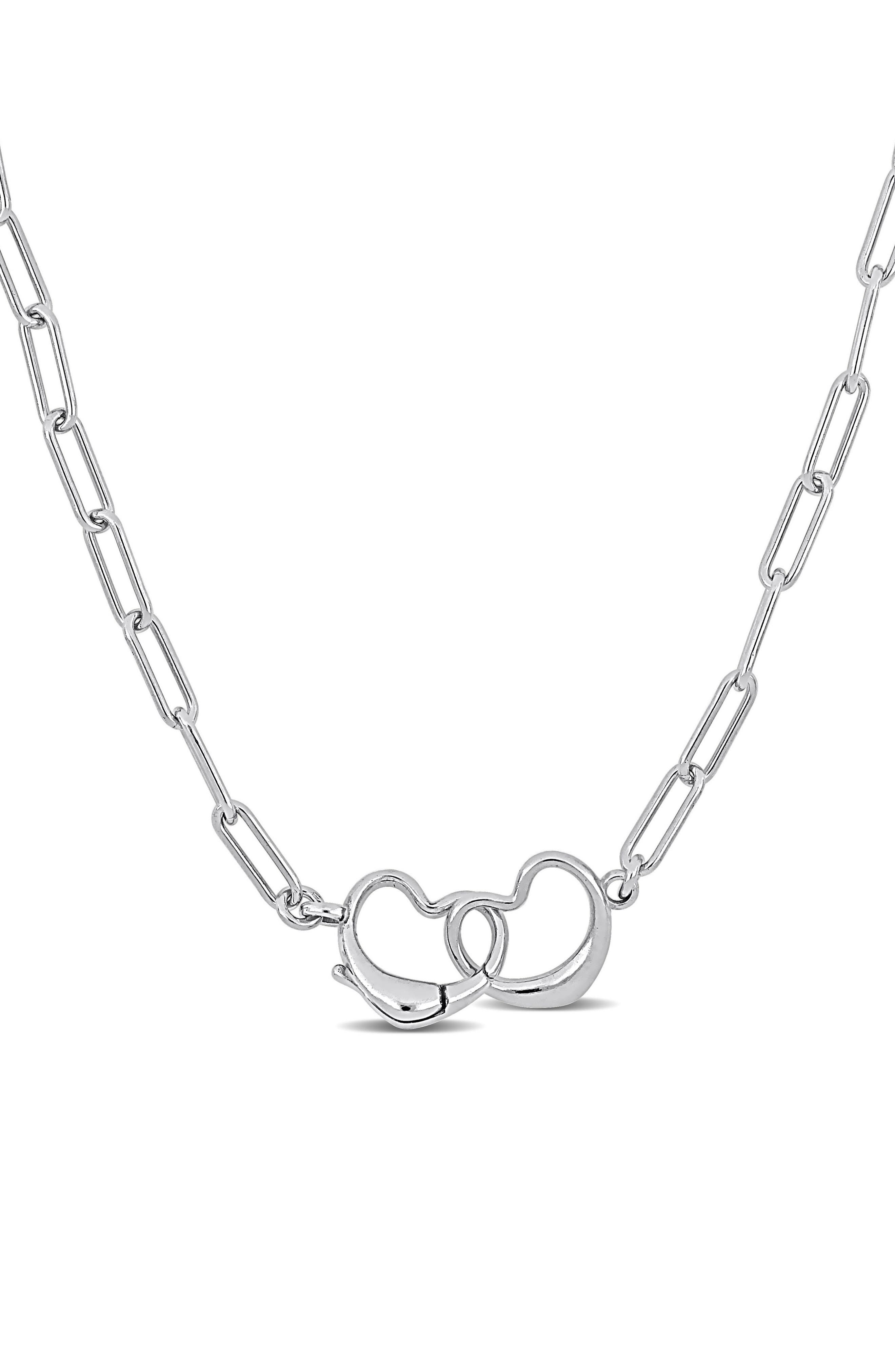 DELMAR Open Heart Paperclip Link Necklace
