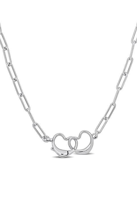 Open Heart Paperclip Link Necklace