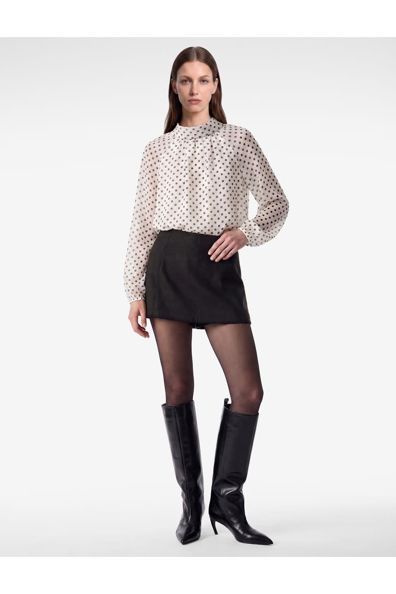 Chiffon Blouse with a Shawl Collar and Polka-Dot Scarf, Main, color, WHITE DESIGN