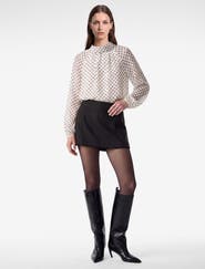 Koton Chiffon Blouse with a Shawl Collar and Polka-Dot Scarf