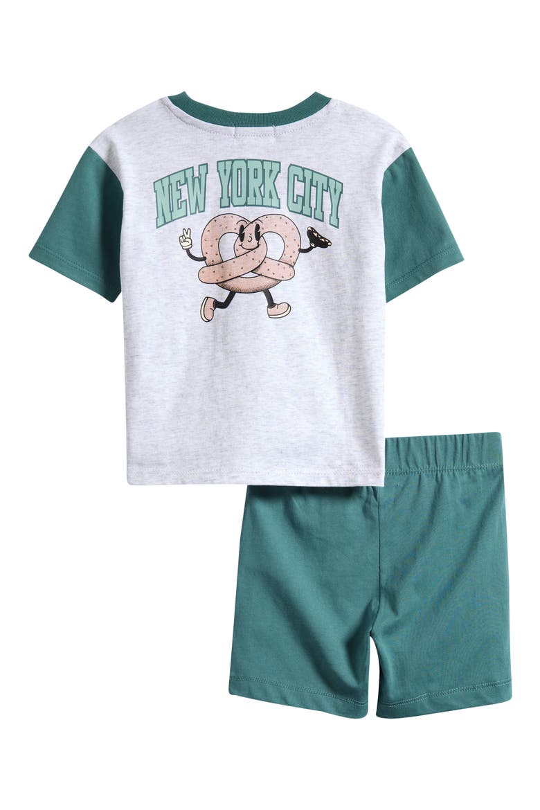 NYC Cotton Graphic T-Shirt & Shorts Set, Alternate, color, TEAL