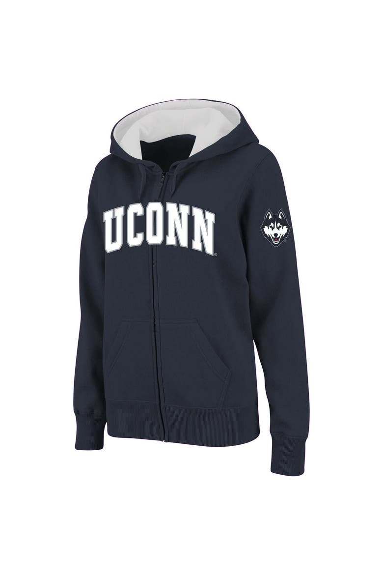 Women's Stadium Athletic Navy UConn Huskies Arched Name Full-Zip Hoodie, Main, color, Navy