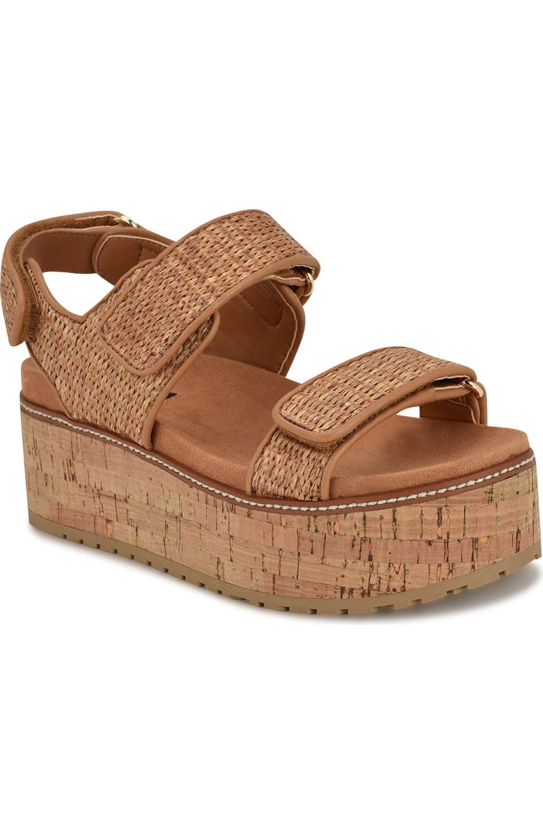 Nine West Heavin Platform Wedge Sandal, Main, color, Dark Natural